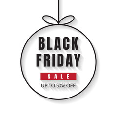 Minimal black Friday banner with ball line art. - Vector.