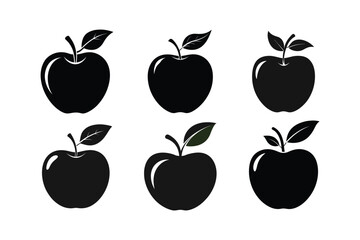 apple fruits silhouette vector illustration