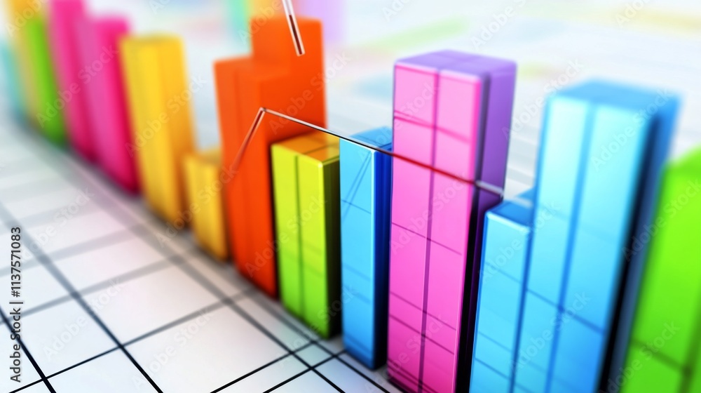 Aufkleber Colorful Bar Graph and Chart Elements for Business Analysis