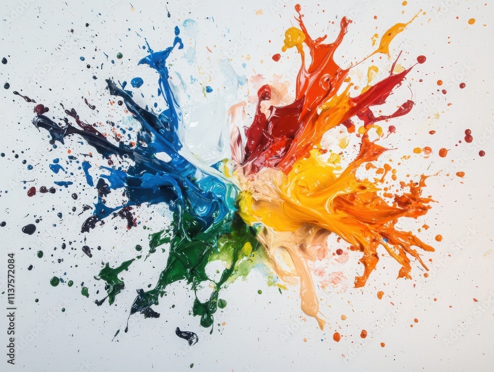 Poster Creative movement of colorful paint splashes on canvas abstract studio artistic interpretation of expression