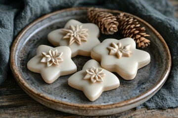 Star-Shaped Cookies on Rustic Plate