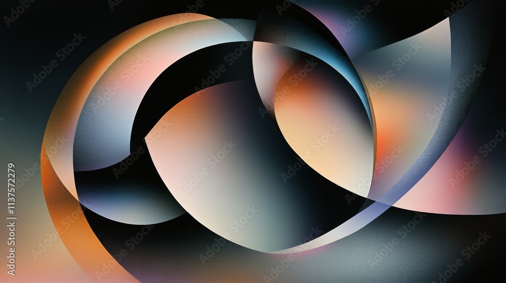 Poster abstract shapes in soft pastel colors with gentle curves and flow