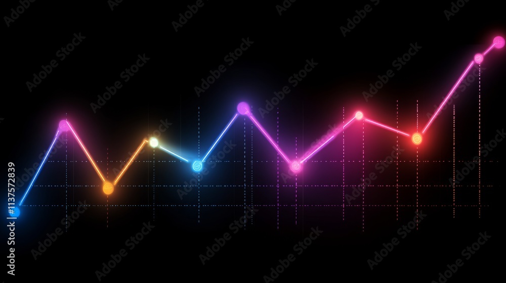 Fototapete Colorful Abstract Data Visualization with Light Effect on Dark Background
