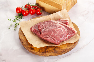 Uncooked raw beef steak for grill