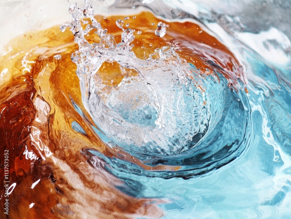 Aufkleber pouring colored liquid into clear water artistic visualization abstract environment high angle view 