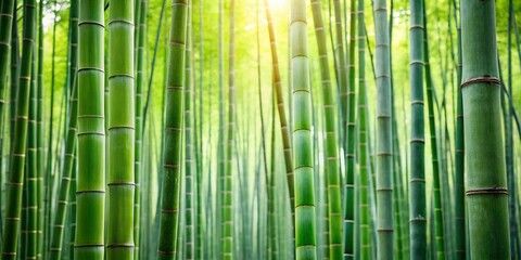 Obraz premium Minimalist Bamboo Forest Photography: Serene Green Nature Background