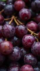 Fototapeta premium Extreme macro shot of wet grapes in rainy weather highlighting intricate details