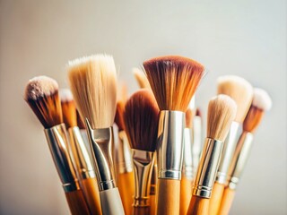 Fototapeta premium Minimalist Brush Set Banner, Artistic Paint Brushes, Professional Makeup Brushes, Elegant Brush Collection, Simple Brush Design