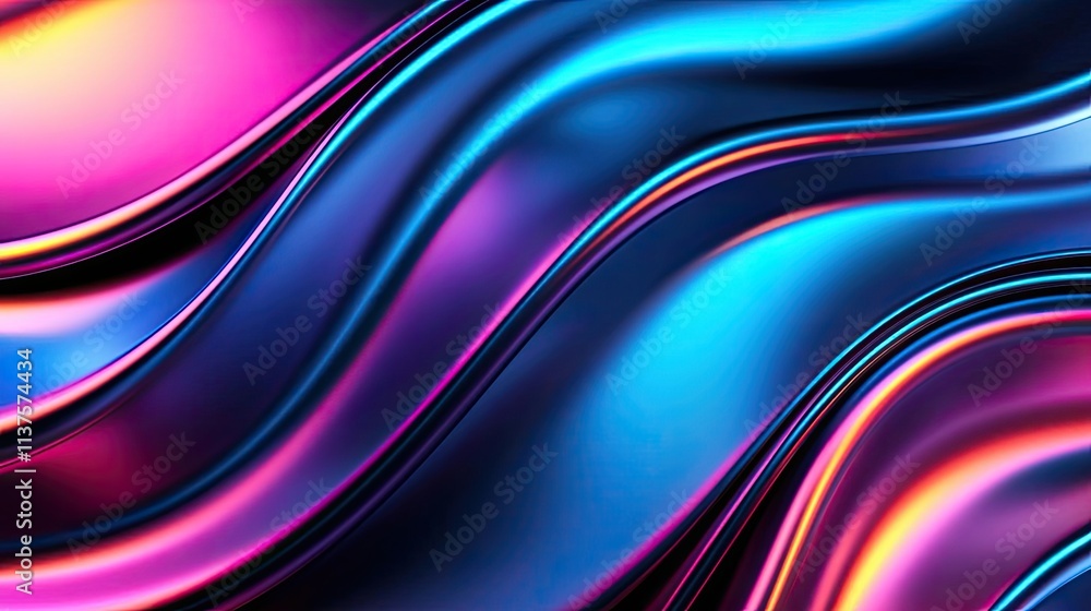 Poster Wave abstract background concept. Vibrant abstract waves of blue and pink create a dynamic and modern backdrop.