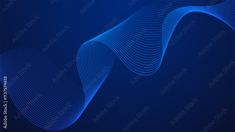 Aufkleber geometric curved lines in gradient blue tones forming dynamic futuristic abstract flow patterns