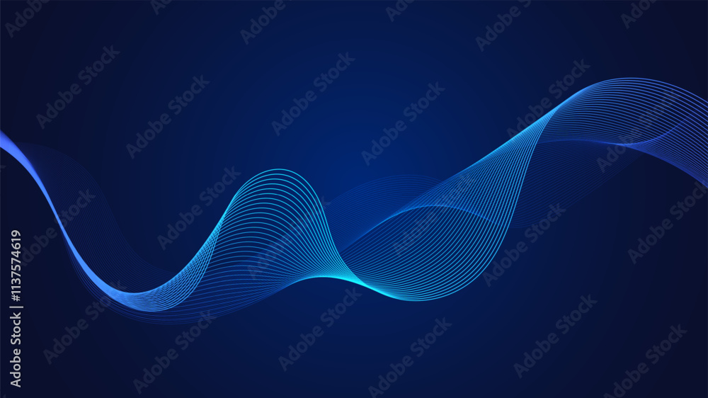 Aufkleber geometric curved lines in gradient blue tones forming dynamic futuristic abstract flow patterns