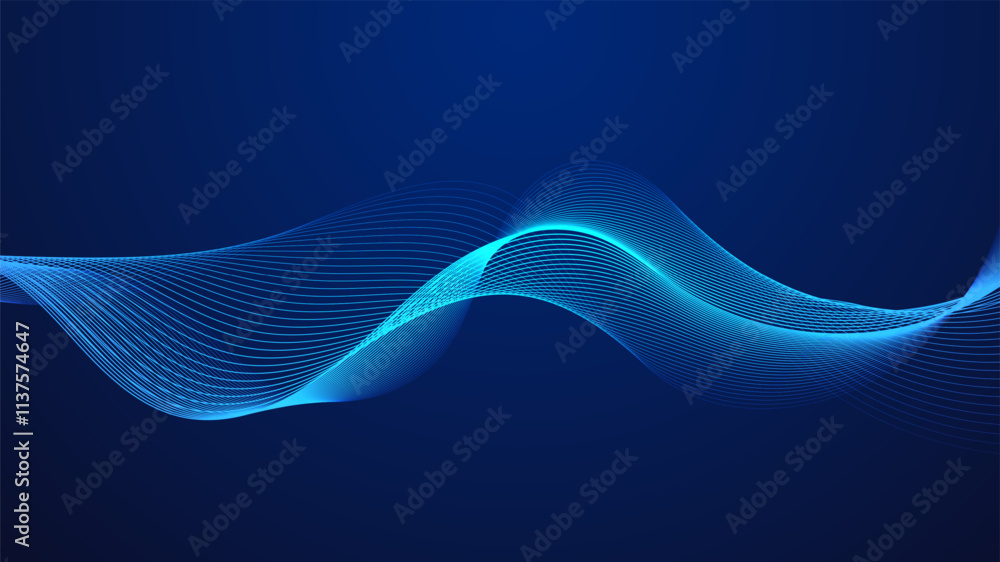 Aufkleber geometric curved lines in gradient blue tones forming dynamic futuristic abstract flow patterns