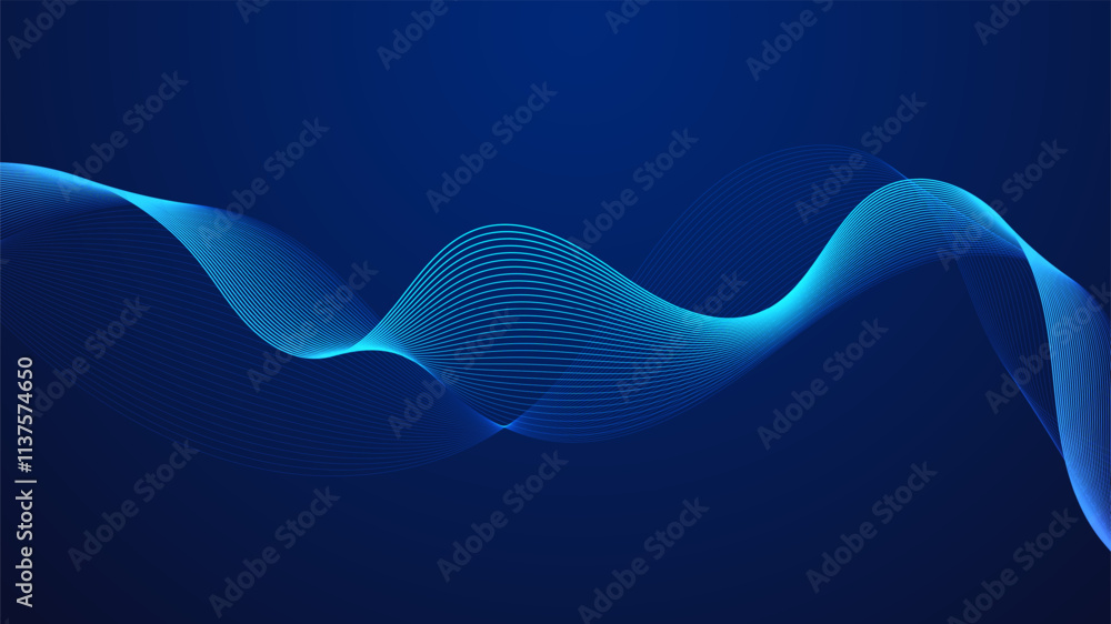 Aufkleber geometric curved lines in gradient blue tones forming dynamic futuristic abstract flow patterns
