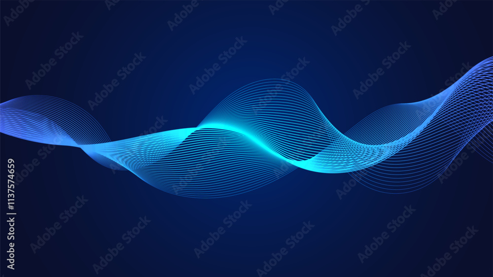 Aufkleber geometric curved lines in gradient blue tones forming dynamic futuristic abstract flow patterns