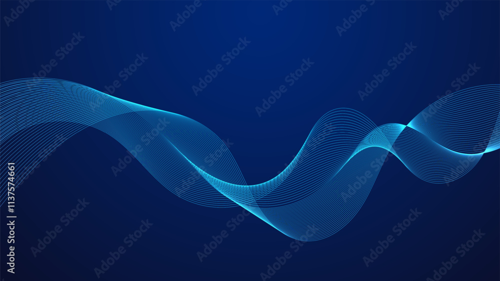 Aufkleber geometric curved lines in gradient blue tones forming dynamic futuristic abstract flow patterns