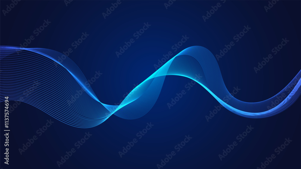 Aufkleber geometric curved lines in gradient blue tones forming dynamic futuristic abstract flow patterns