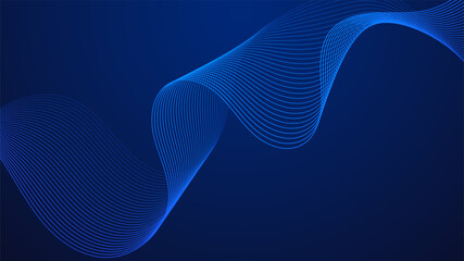 Geometric curved lines in gradient blue tones forming dynamic futuristic abstract flow patterns