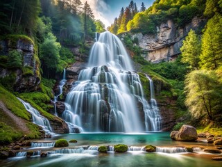 Minimalist Cascate Nardis Waterfall, Trentino Italy: Stunning Nature Photography