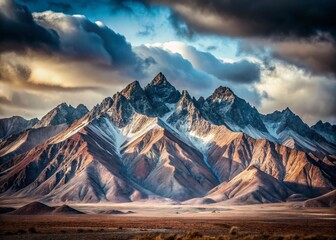Minimalist Dead Mountain Landscape Photography:  Stark Peaks, Eerie Serenity, Desolate Beauty, Grey Mountains, Barren Landscape