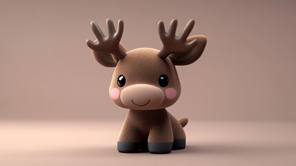 A cartoon deer with big eyes and antlers.