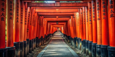 Minimalist Fushimi Inari Shrine: Red Torii Gates, Kyoto Japan Photography