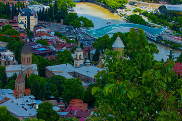 Aerial view on city Tbilisi, Georgia