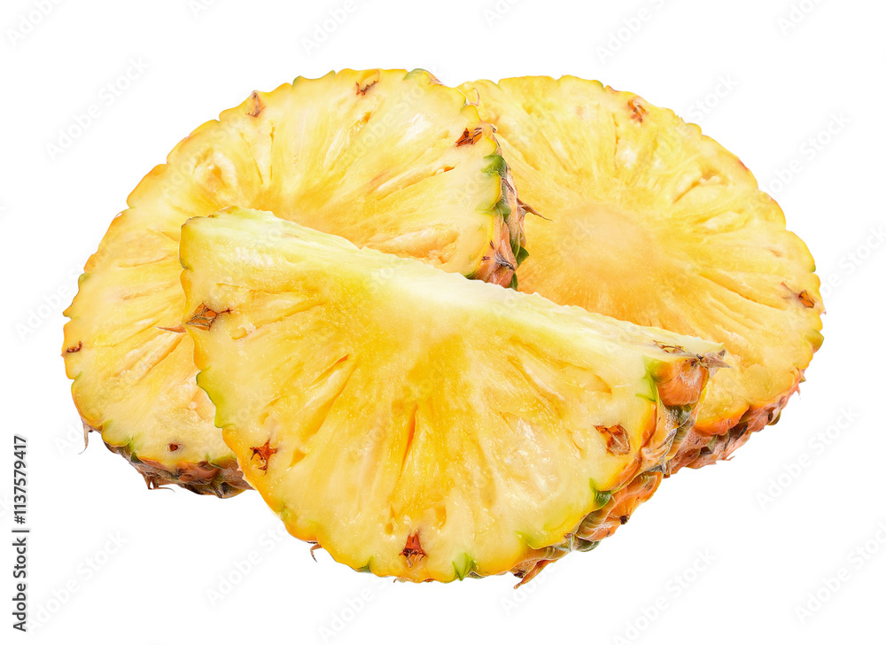Poster slice pineapple isolated on white with clipping path