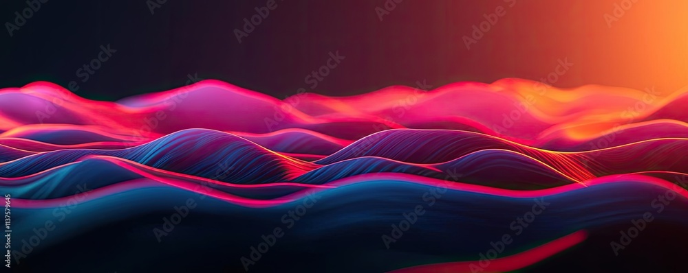 Poster wave abstract background concept. vibrant abstract landscape with flowing waves and dynamic colors a