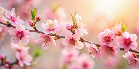 Obraz premium Minimalist Peach Blossom Photography: Delicate Pink Flowers, Spring Bloom, Artistic Images