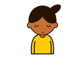 目を閉じる褐色の肌の女の子