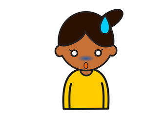 ショックをうける褐色の肌の女の子