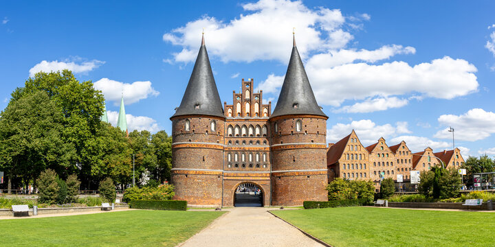 Holsten Gate Holstentor panorama Hanseatic city of L&uuml;beck in Germany