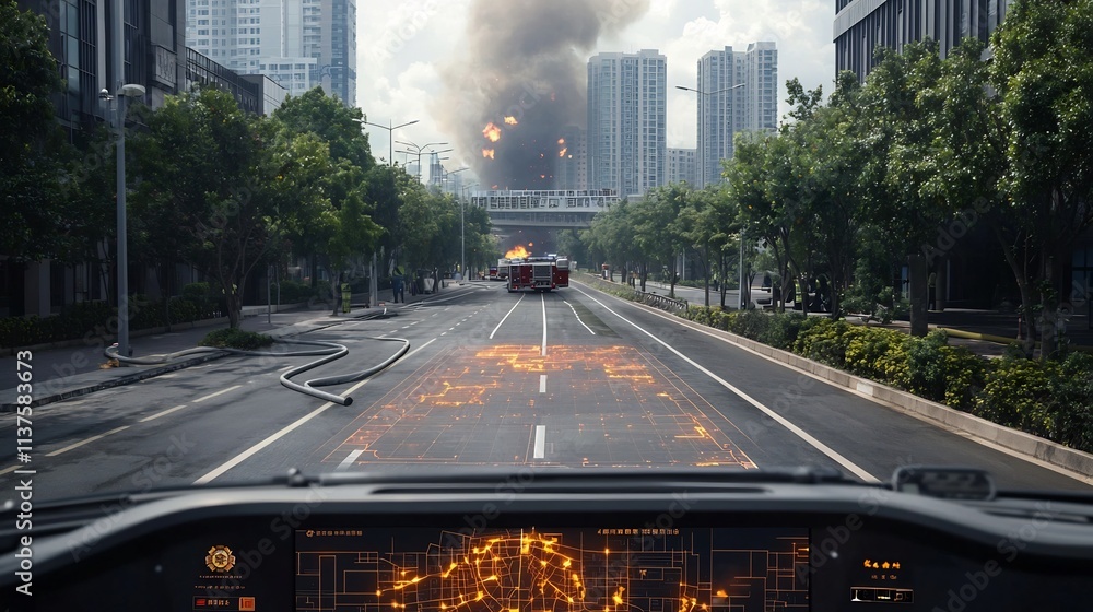 Poster virtual fire department dashboard showing ai powered mapping and visualization of fire risks in an u