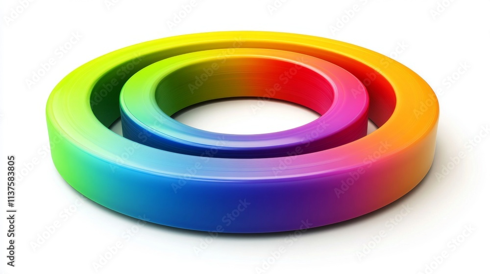 Poster colorful circular gradient design with three interlocking rings