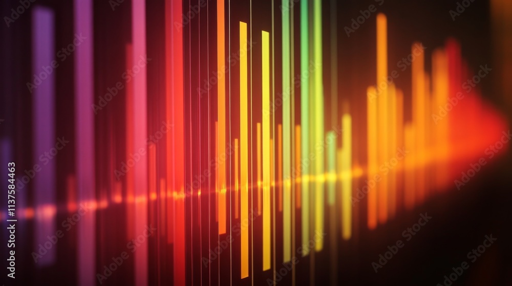 Poster colorful audio waveform visualizer with bright horizontal bars
