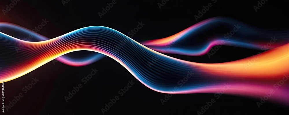 Poster cancer cells idea. vibrant abstract waves with dynamic colors flowing through a dark background.