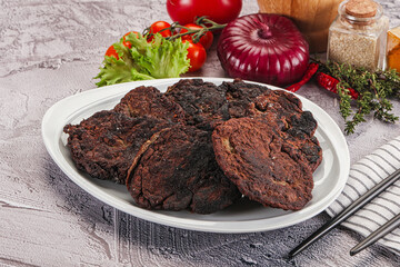 Liver pancakes in the bowl