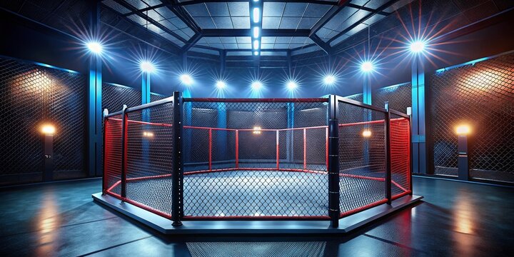 MMA Octagon Cage Fight, Mixed Martial Arts, Ultimate Fighting Championship, 8-sided Cage, Combat Sport, Octagon Wallpaper, MMA Background, Fighting Cage Image