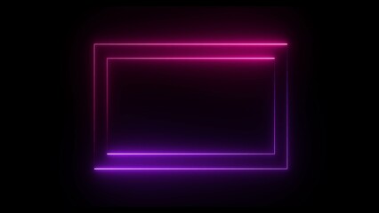 Abstract neon sign rectangle icon illustration on black background. Neon lamp light rectangle border. neon rectangle illustration abstract background.