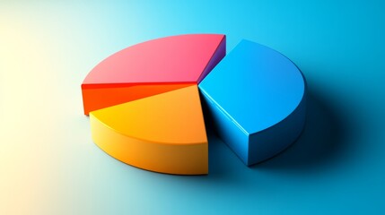 Obraz premium Colorful 3D Pie Chart on a Blue and Yellow Gradient Background