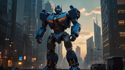 Fototapeta premium Futuristic And Strong Transformer Robot Stock Photo