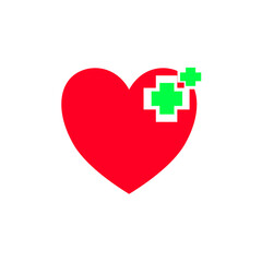 love shape icon design with medical health symbol