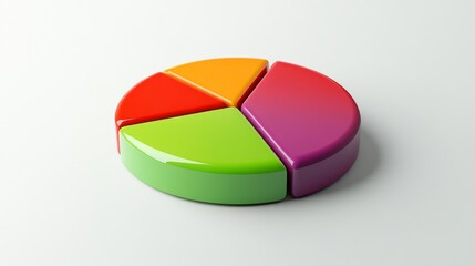 Obraz premium Colorful pie chart with glossy finish on a clean surface