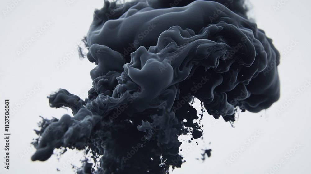 Aufkleber black ink swirling in water creating abstract shapes and patterns