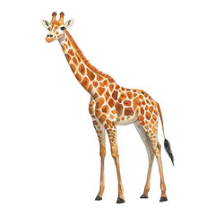 Fototapeta premium Giraffe walking gracefully in the savanna wildlife illustration nature scene