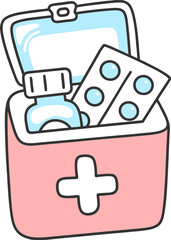 Illustration of a first aid kit for emergency medical care