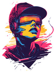 Naklejka premium Retro Futuristic Cyberpunk Portrait