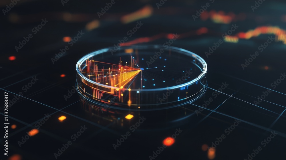 Poster abstract data visualization with bright elements and geometric shapes