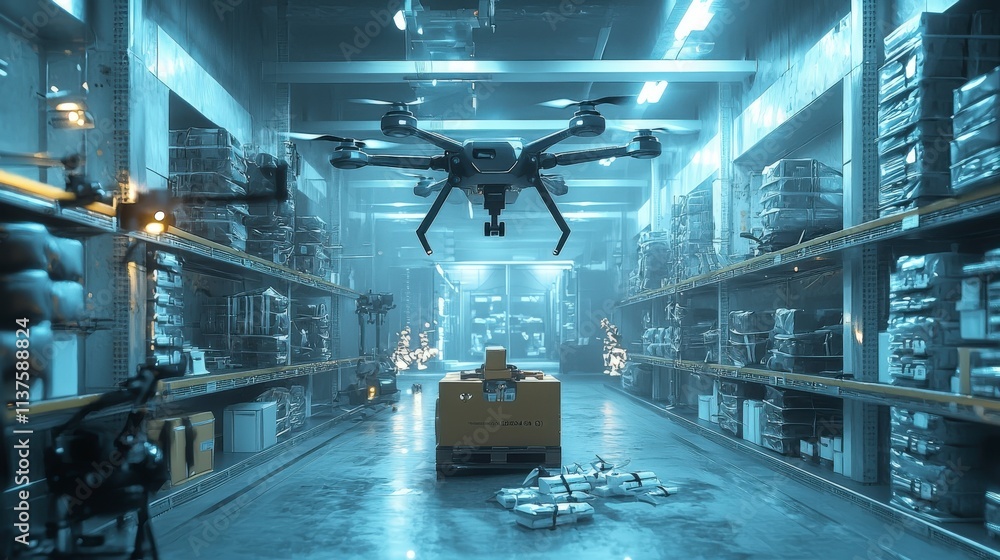 Poster Advanced drone operations for vaccine distribution in high-tech warehouse environment