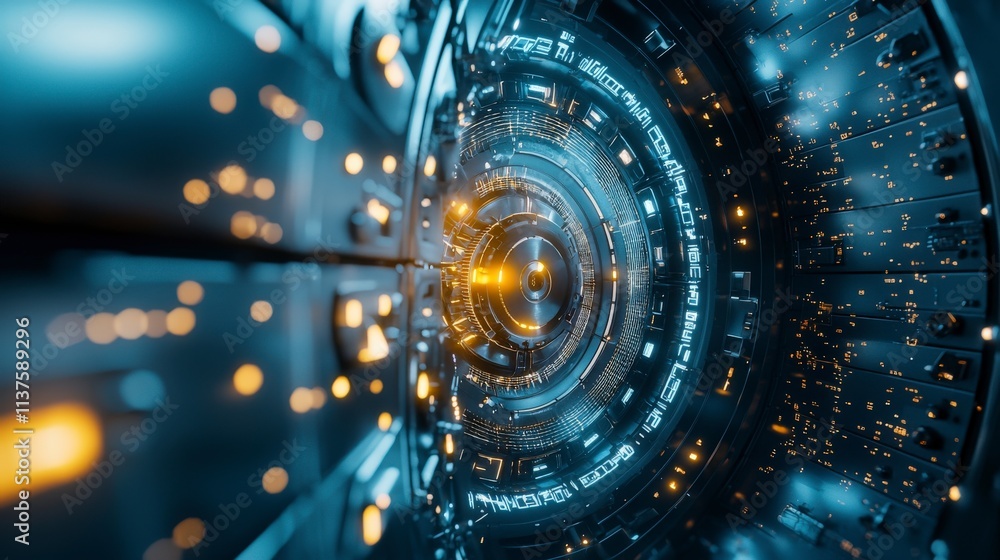Poster Advanced ai-powered digital vault futuristic environment technology concept virtual space abstract view